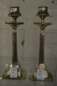 A pair of Art Nouveau silver candlesticks.