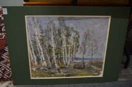 Wooded landscape, oil on artist board, unframed.