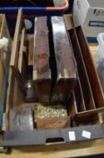 Rosewood writing slope, letter rack etc.