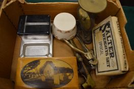 A Mauchline ware box and other items.