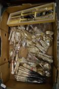 Large quantity of kings pattern plated cutlery.