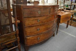 A 19th century mahogany bow front chest of drawers.