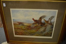 Archibald Thorburn, four pencil signed colour prints depicting game birds, three with original