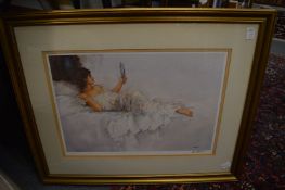Sturgeon, reclining female figure with a hand mirror, signed print together with three Russell Flint