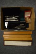 Drawing instruments and rulers.