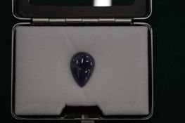 A natural pear shaped tanzanite gemstone with certificate.