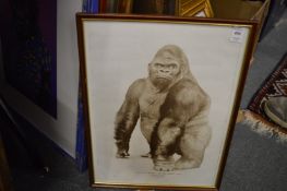 Five pictures and prints relating to gorillas.