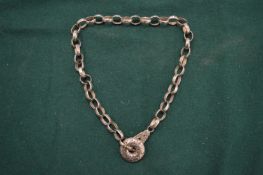 Silver necklace and chain.