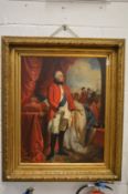 Portrait of George III, oil on canvas in a decorative gilt frame.
