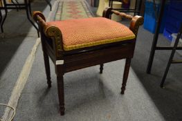 A Victorian mahogany adjustable music seat.
