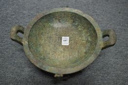 A Chinese cast bronze censer.