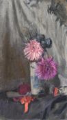Georges Weissbort (1928-2013), a still life of chrysanthemums in an Oriental vase, 17