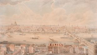 Gideon Yates, early 19th Century, a panoramic view of London, watercolour, 14