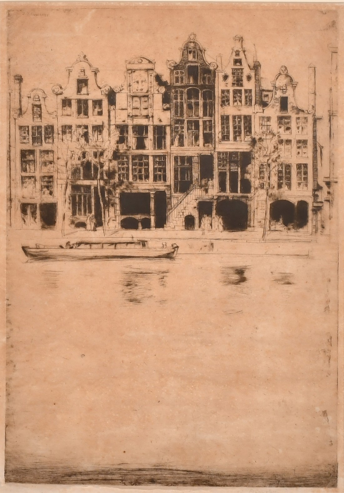 David Young Cameron (1865-1945), 'Souvenir d'Amsterdam', drypoint etching, signed in pencil, plate