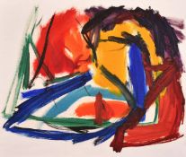 Jean Patricia Taprell Clark (1930-1973), an abstract landscape, oil on canvas board, 18