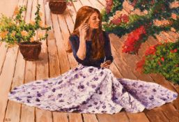 Robert Bayley, 'The Earring', oil on board, signed with initials, 8