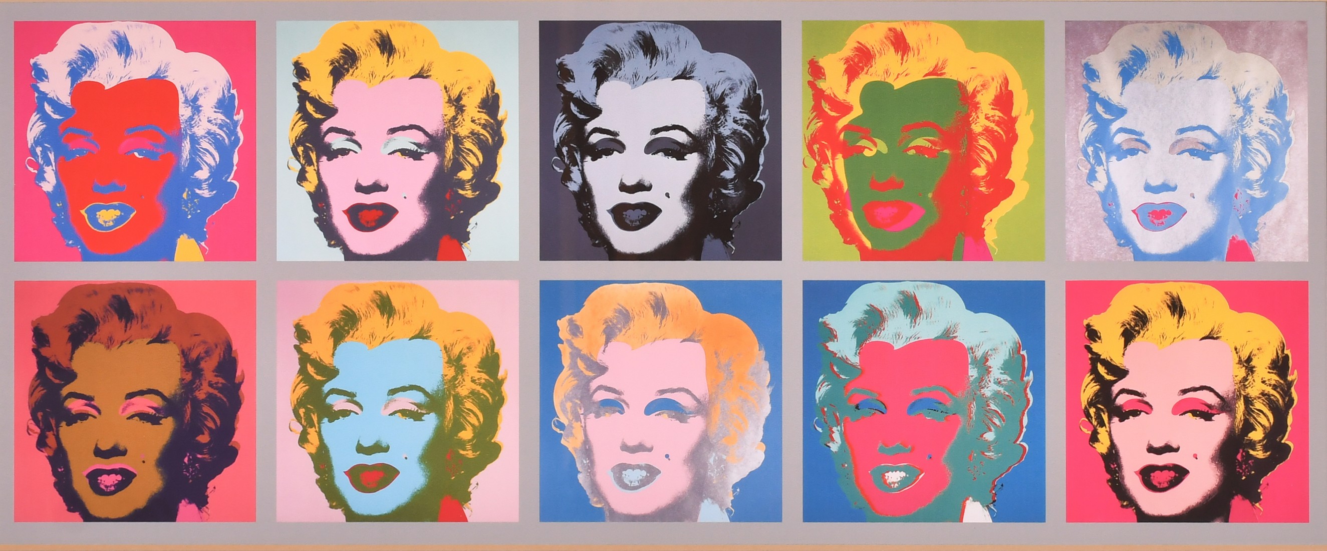 After Andy Warhol, 'Ten Marilyns', colour print, 9" x 23" (23 x 58cm).