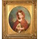 Charles Baxter (1809-1879) British, a half-length portrait of a girl in a red cloak carrying a - Image 2 of 4