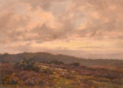 Frederick Golden Short (1863-1936), a New Forest View at dusk, oil on panel, signed and dated
