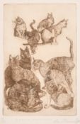 Anna Ravenscroft, 'Gangland Cats', etching and aquatint, signed inscribed and numbered in pencil,