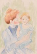 After Mary Cassatt, mother and child, watercolour, 12.5
