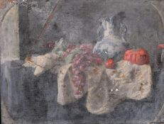 Georges Weissbort (1928-2013), a pair of still life works featuring porcelain and tomatoes, oil on