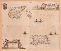 Blaeu, 17th Century engraved Map of the Channel Islands, 'Sarnia Insula, vulgo Garnsey: et Insula