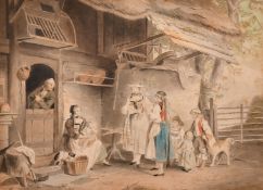 Sigismund Freudenberger, 'Les Chanteuses', hand coloured etching, 5.75