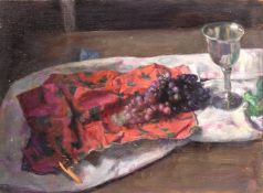 Georges Weissbort (1928-2013), a pair of still life works featuring grapes, oil on canvas laid down,