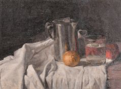 Georges Weissbort (1928-2013), a still life of a glass of water and other objects, oil on canvas