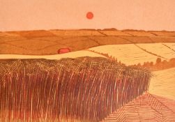 Robert Tavener (1920-2004), 'Cornfield and Downs', colour lithograph, signed inscribed and