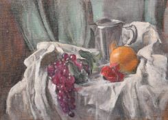 Georges Weissbort (1928-2013), a pair of still life works featuring grapes and other fruit, oil on