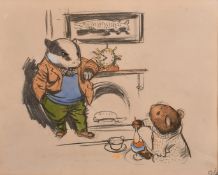 John Worsley (1919-2000), an illustration of Badger and the Rat for 'Wind in the Willows', drawn for