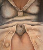 ARCHER (20TH CENTURY) BRITISH - The Double-Sided Breasts. Oil On Canvas. 60
