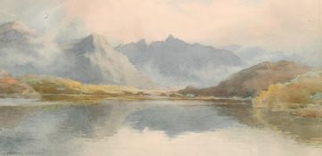 Fleetwood Varley, a mountain lake scene, signed, 6.75