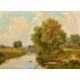 Robert Fenson, (Henry Maidment) (fl. 1889-1914) British, A river landscape with cattle on a bridge - Image 1 of 4