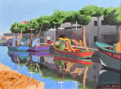 John Richardson Gauld (20th Century), 'Canal Turn Burano', gouache, signed, bears artist's label