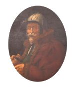 C. Regnier (1811-1862), a half-length portrait of a military man in a metal hat, oil on canvas,