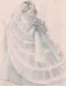 Peter Rice (b. 1928), 'Arabella Act 3', pencil ink and wash costume design for a theatre production,