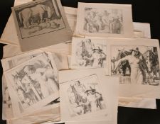 Harold Dearden (1888-1962), a large collection of lithographs, farming subjects, unframed, (q).