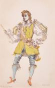 Peter Rice (b. 1928), 'The Dancing Master', ink and wash costume design for a theatre production,