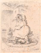 A group of six 18th and 19th Century cartoon prints, a/f.