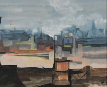 Modern British, industrial scene, gouache, signed with initials and dated 1955, 5.5