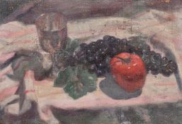 Georges Weissbort (1928-2013), a still life of fruit and a jar, oil on board, 10