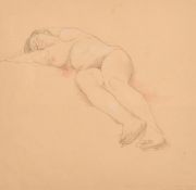 Georges Weissbort (1928-2013), a charcoal and chalk study of a reclining female nude, 11