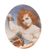Peter (Possibly Emanuel Thomas Peter), 19th Century, a miniature portrait of a girl in a blue sash