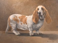 Ken Jackson (1920-2006), a portrait of a long-eared Dachshund, oil on board, signed and dated