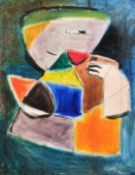 Jean Patricia Taprell Clark (1930-1973), an abstract figural study, oil on canvas board, signed, 18