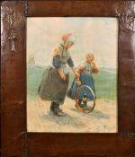 After Frantz Charlet (1862-1928), a pair of chromolithographs of children in leisurely pursuits,