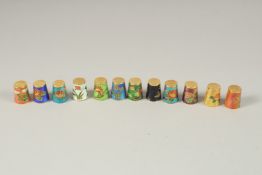 TWELVE VARIOUS CLOISONNE THIMBLES.